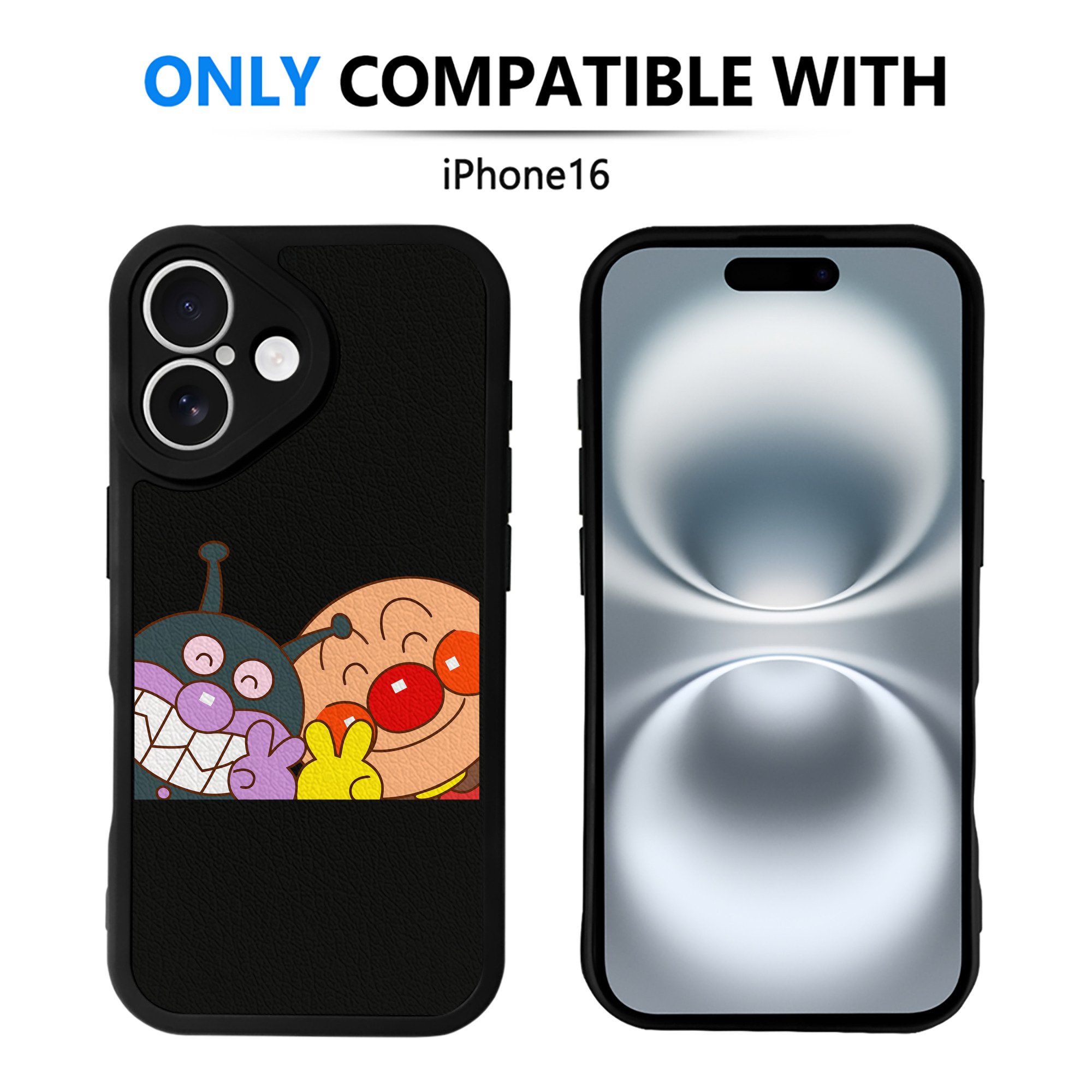 （画像用） アンパンマン Anpanman 【iPhone 16シリーズ対応】シリコンスマホケース（レザー調） 材質：シリコン